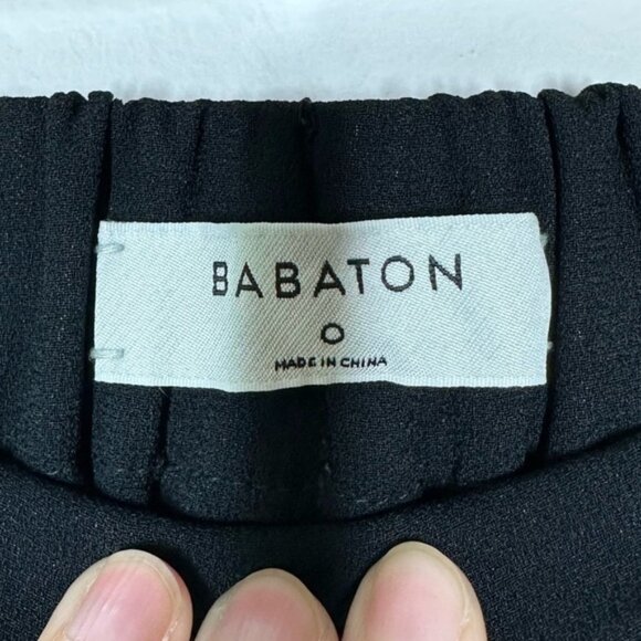 Aritzia Babaton Conan Cropped Pant Black with White Tuxedo Stripe Size 0 - Picture 5 of 9